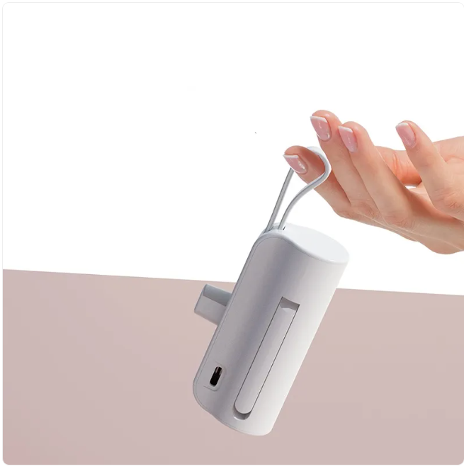 5000mAh Travel Charger with Integrated Cable