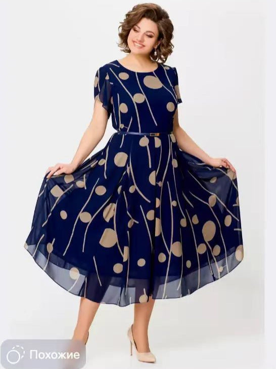Vintage Polka Dot Midi Dress - Summer Casual Dress
