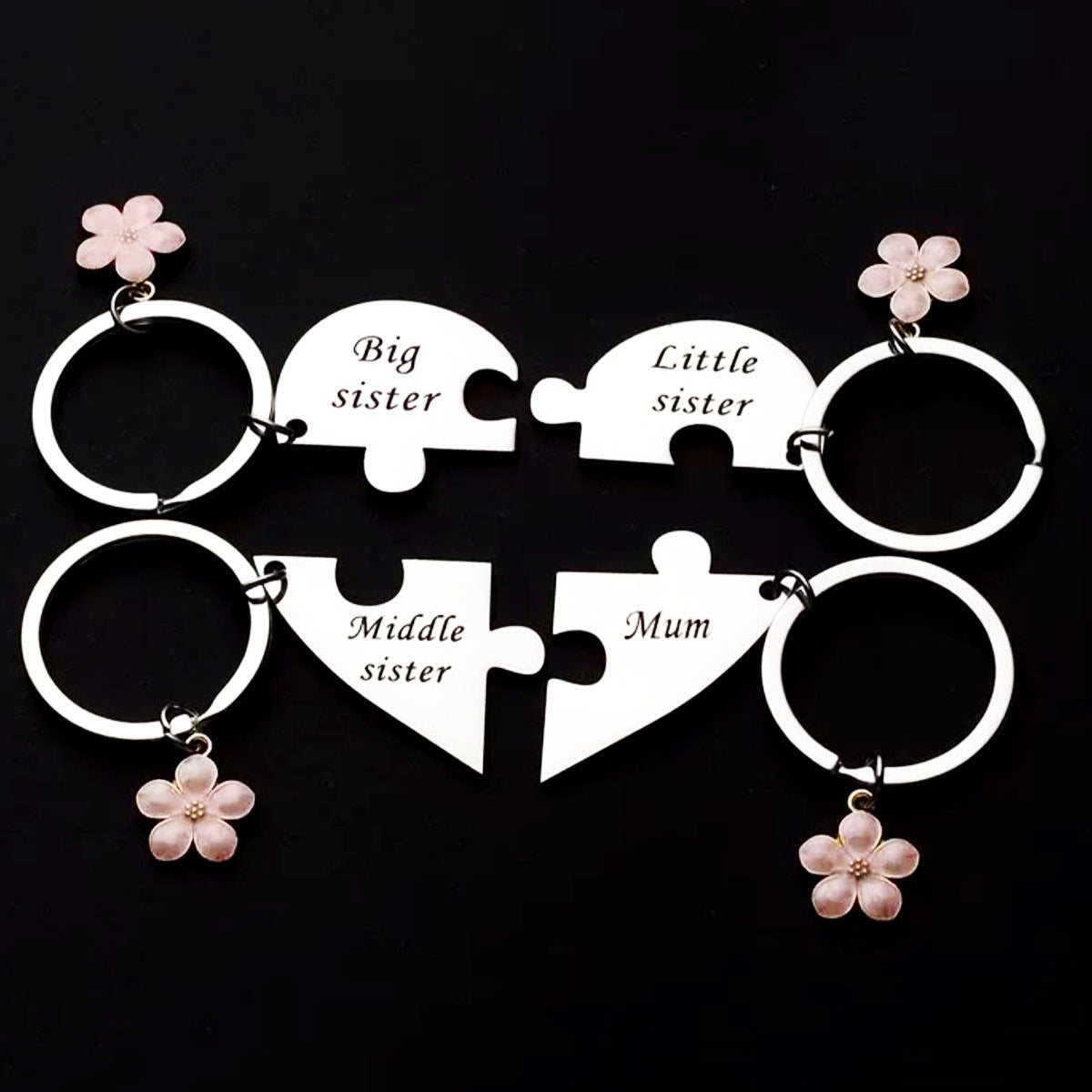 Rose Gold Engraved Flower Keychain