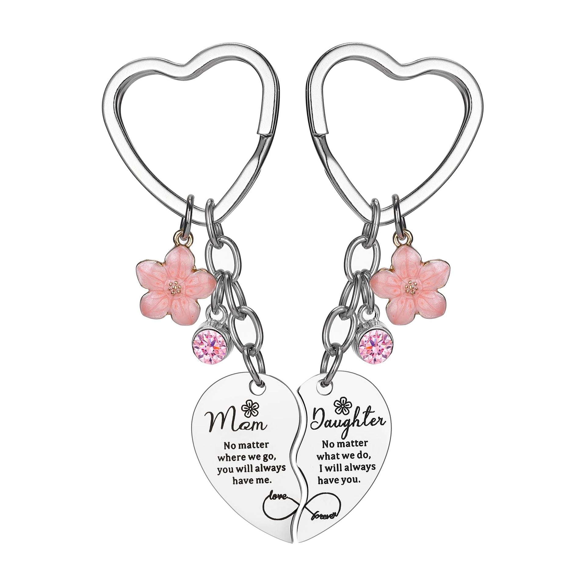 Rose Gold Engraved Flower Keychain