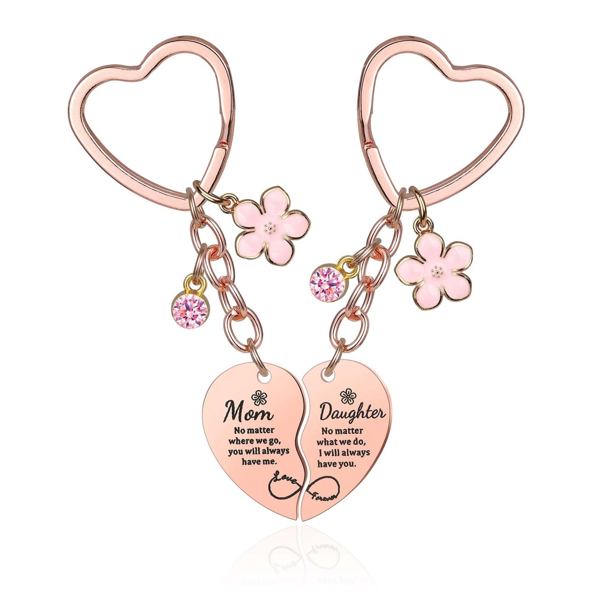 Rose Gold Engraved Flower Keychain