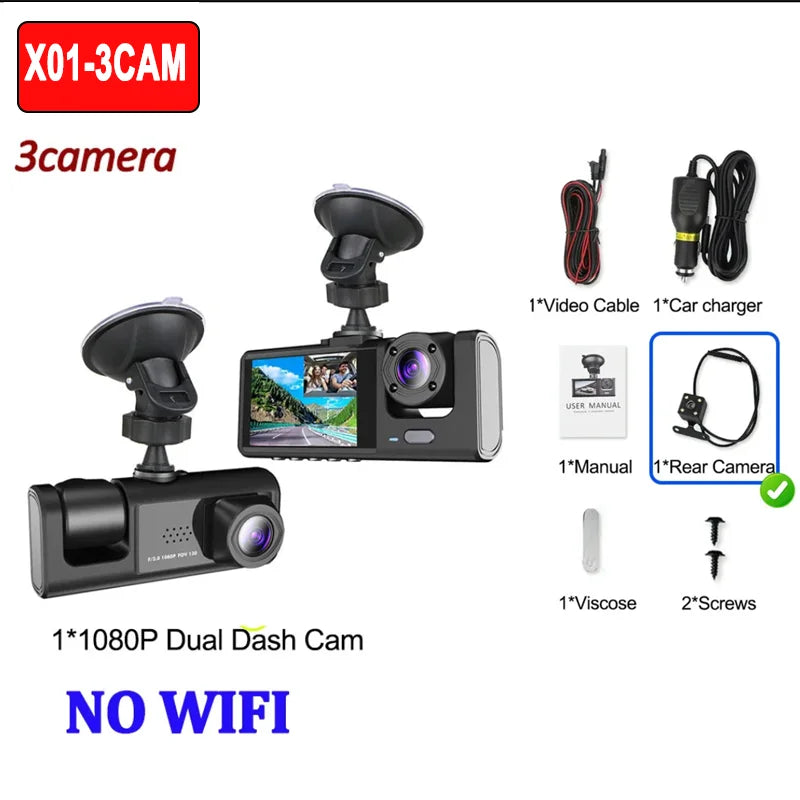 Dual Dash Cam Front and Rear - 1080P with Night Vision