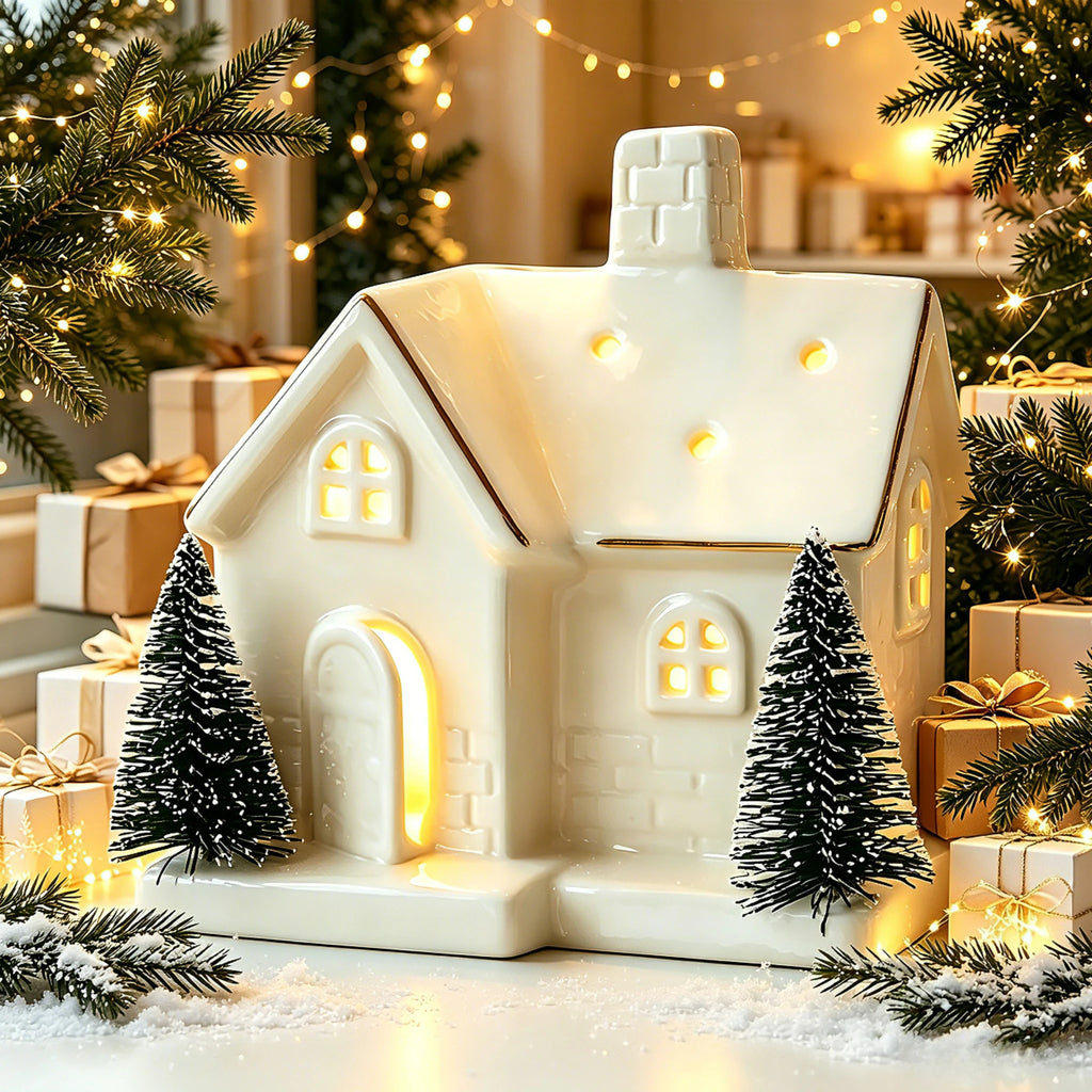Ceramic Light-Up Snow House Ornament