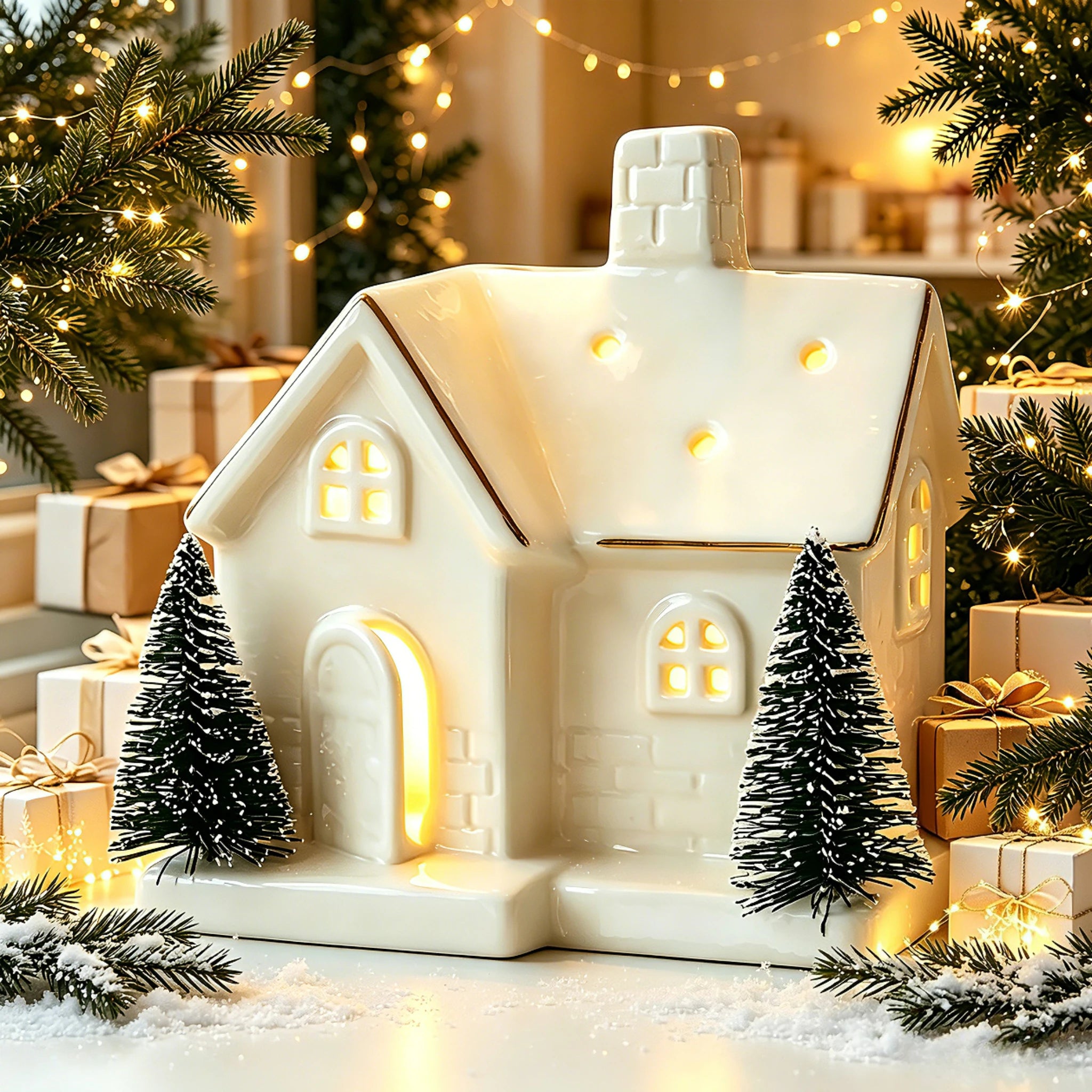 Ceramic Light-Up Snow House Ornament