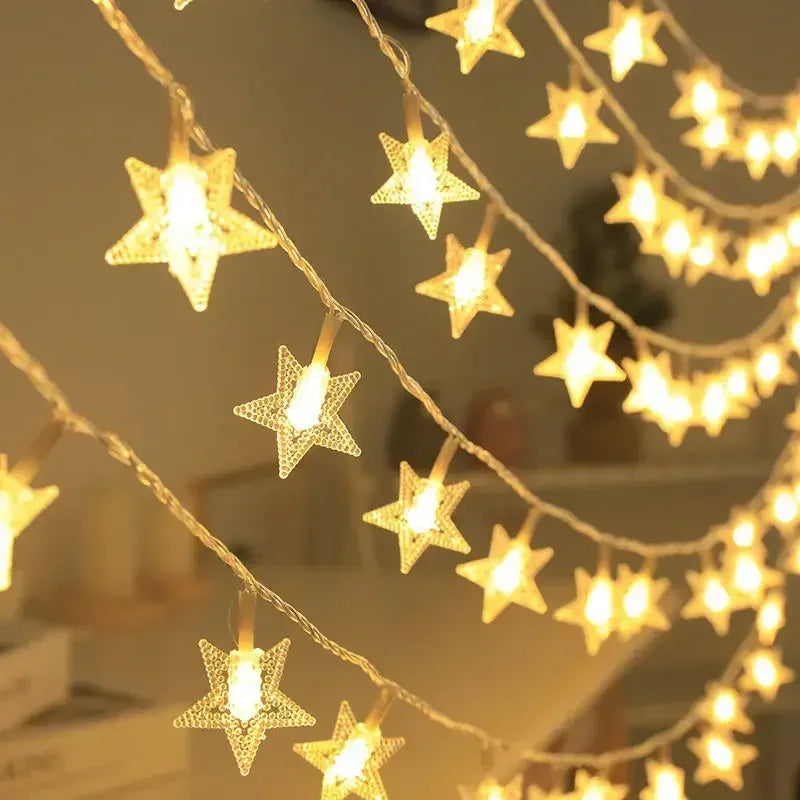 LED Star Chain Fairy Lights – Outdoor Garland