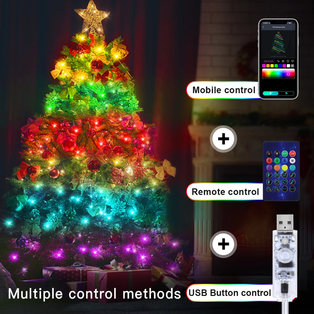 Smart RGB LED Fairy String Lights (Bluetooth, Outdoor)