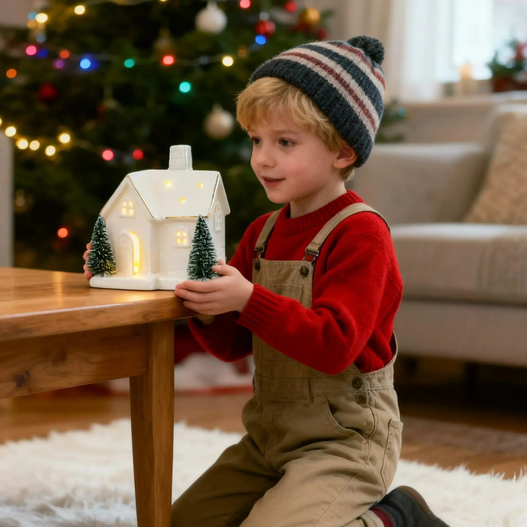 Ceramic Light-Up Snow House Ornament