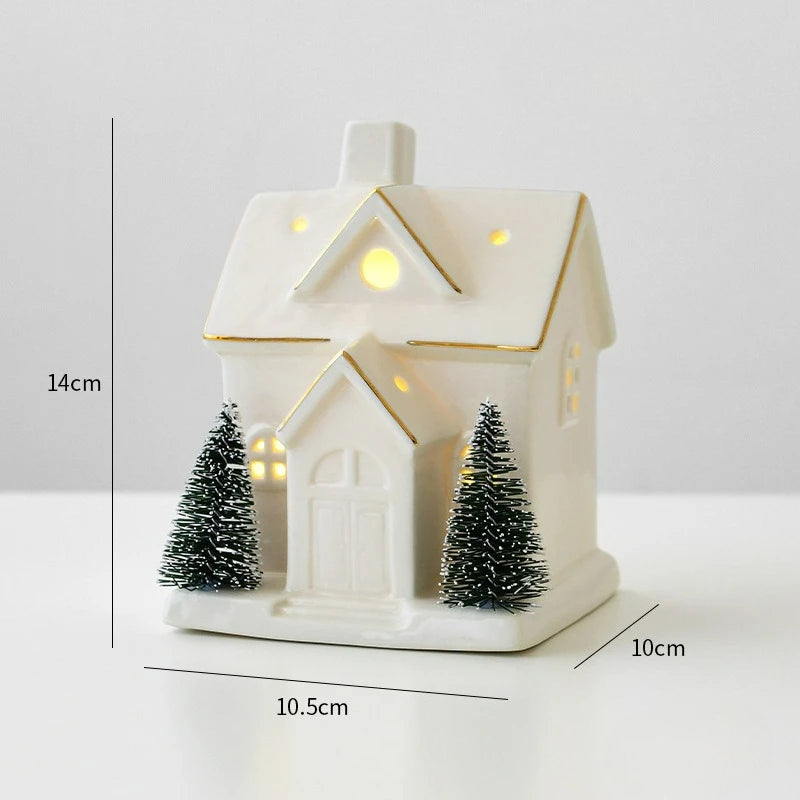 Ceramic Light-Up Snow House Ornament