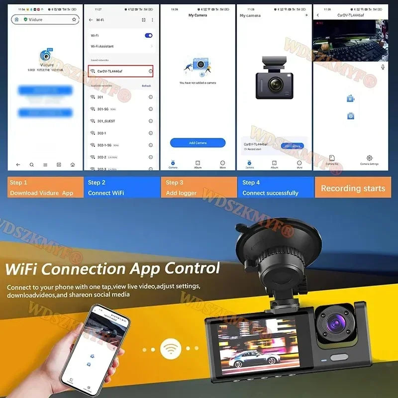 Dual Dash Cam Front and Rear - 1080P with Night Vision
