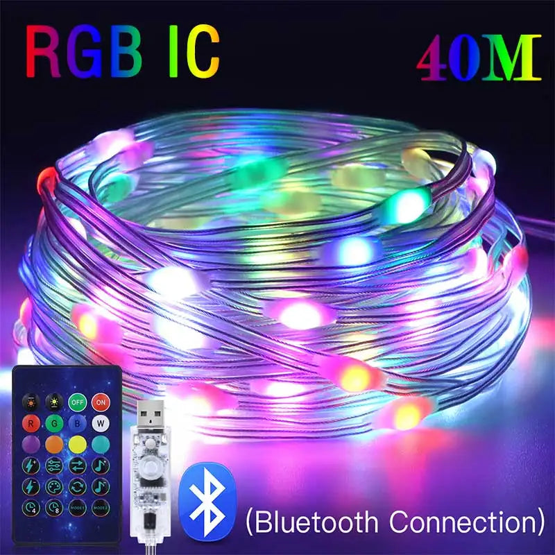 Smart RGB LED Fairy String Lights (Bluetooth, Outdoor)