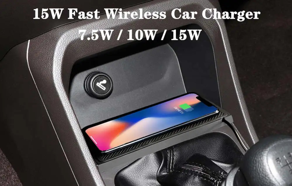 15W Fast Wireless Car Charger Pad - Anti-Slip