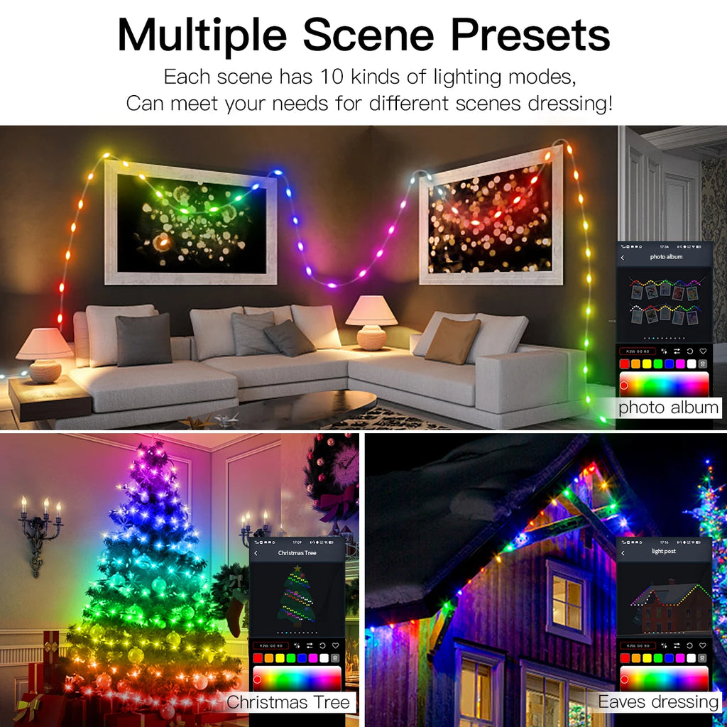 Smart RGB LED Fairy String Lights (Bluetooth, Outdoor)