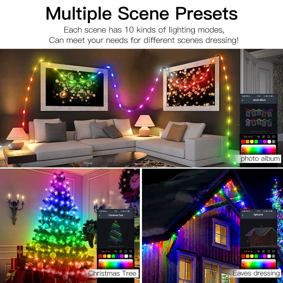 Smart RGB LED Fairy String Lights (Bluetooth, Outdoor)