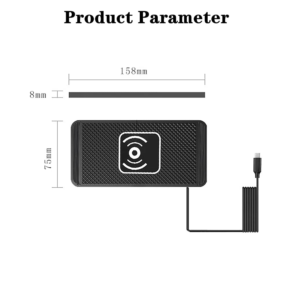 15W Fast Wireless Car Charger Pad - Anti-Slip