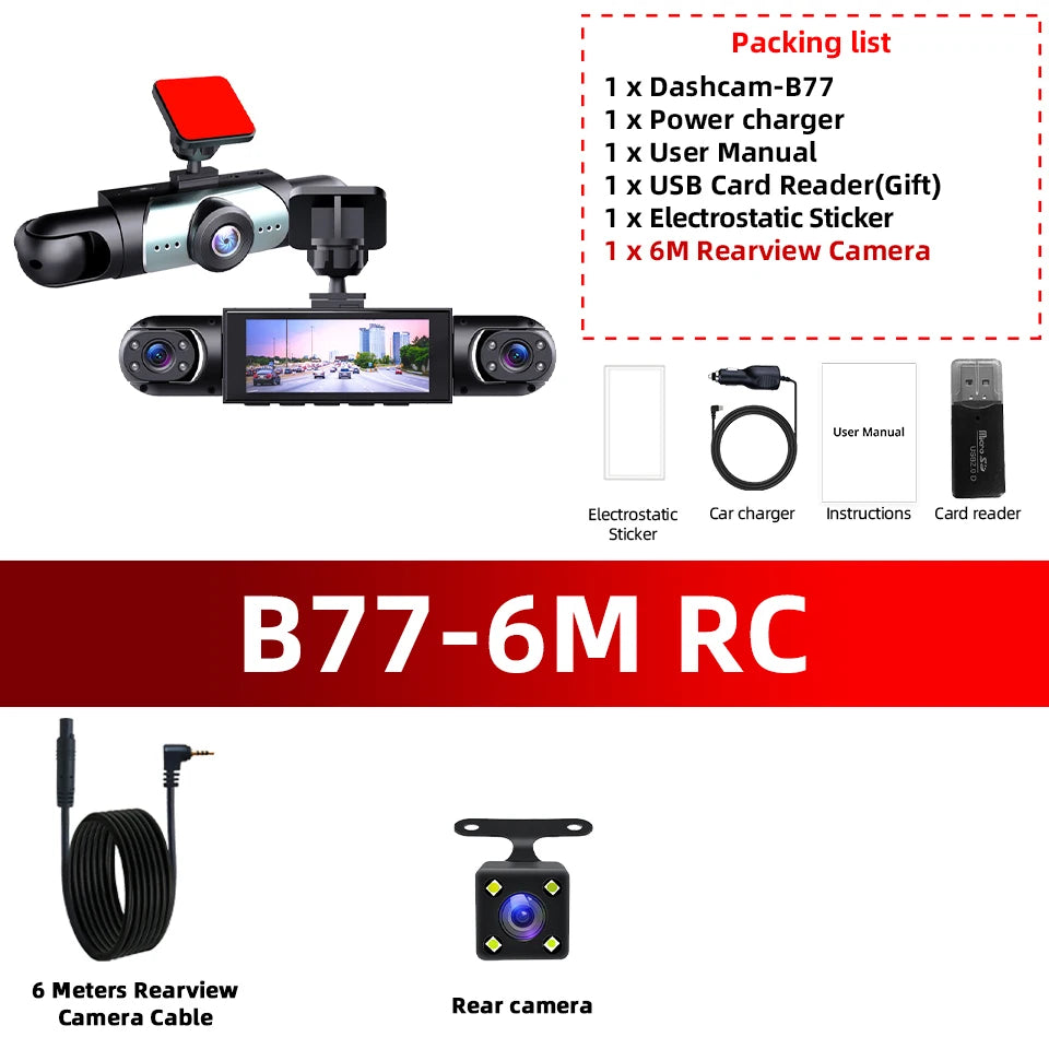 4 Channel Dash Cam 360° Coverage - Front Rear Left Right