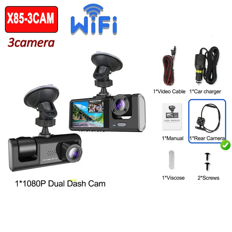 Dual Dash Cam Front and Rear - 1080P with Night Vision