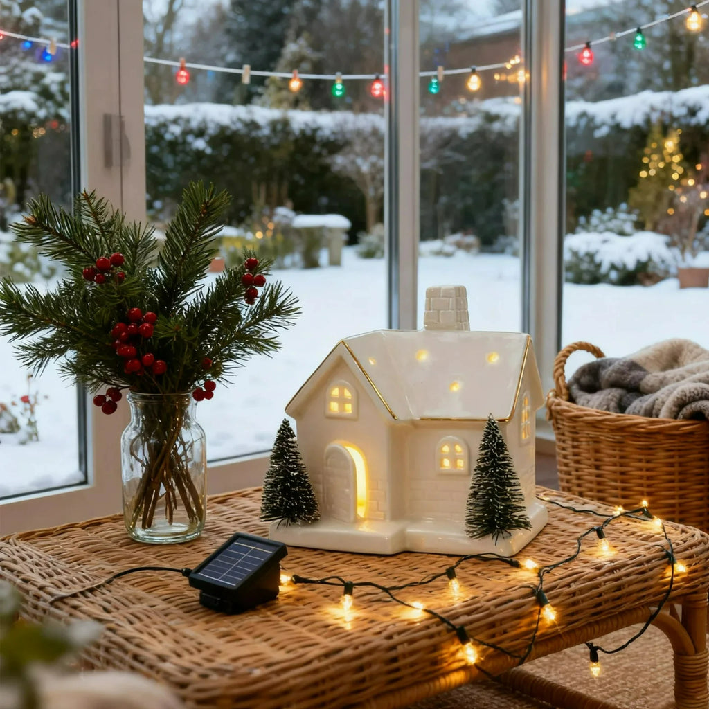 Ceramic Light-Up Snow House Ornament