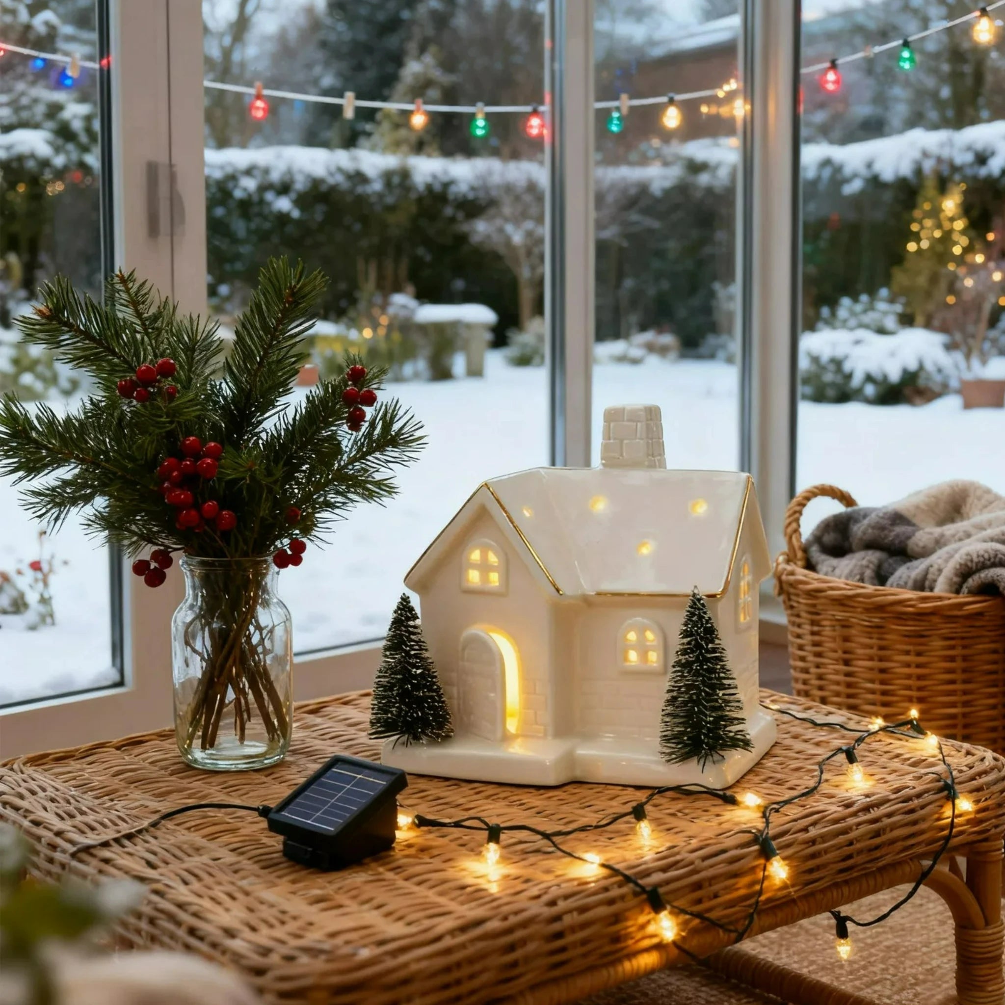 Ceramic Light-Up Snow House Ornament