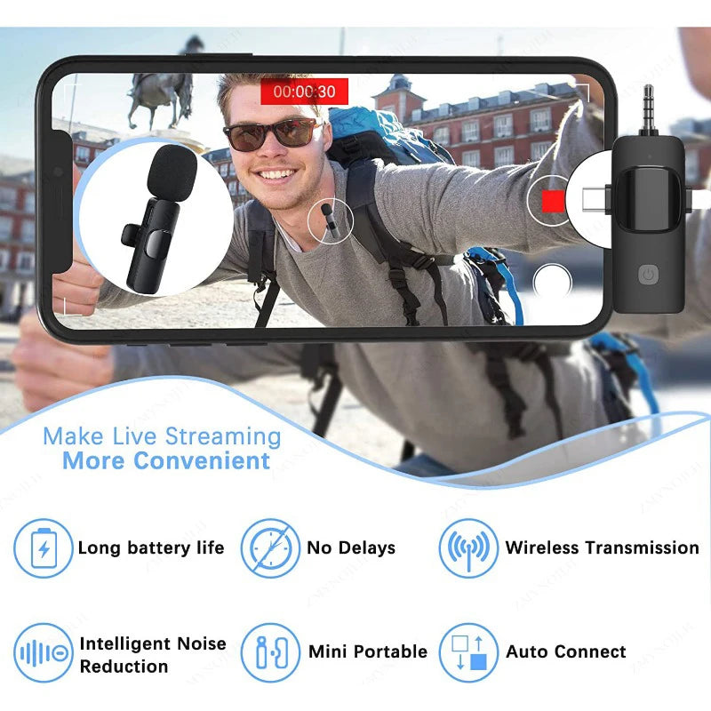 4 In 1 Wireless Lavalier Microphone 3.5mm Intelligent Noise-Reducing Mic For Iphone Android SLR Camera Loudspeaker Speake radio