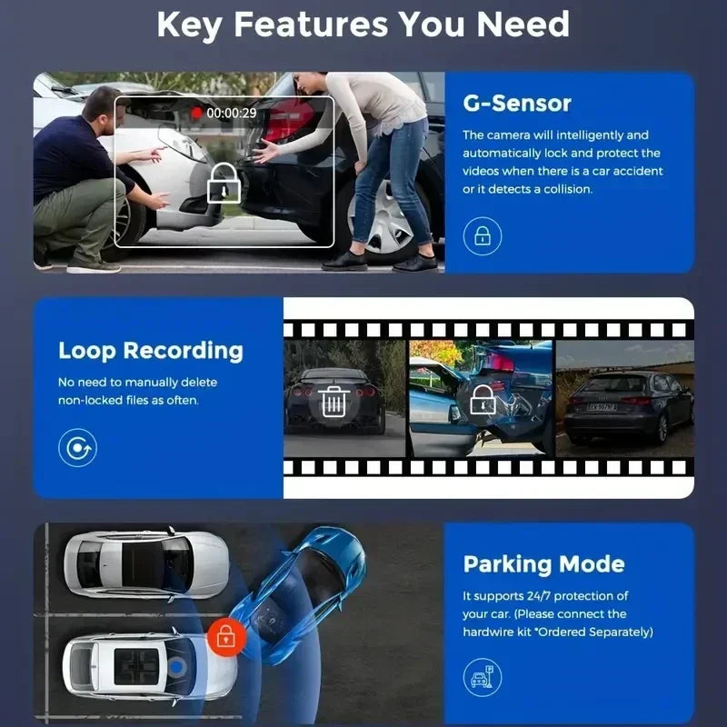 Dual Dash Cam Front and Rear - 1080P with Night Vision
