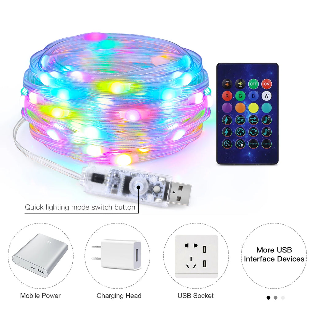 Smart RGB LED Fairy String Lights (Bluetooth, Outdoor)