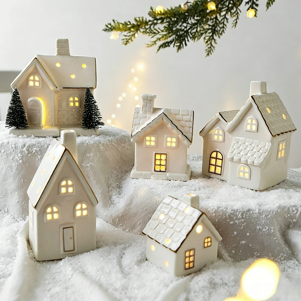 Ceramic Light-Up Snow House Ornament