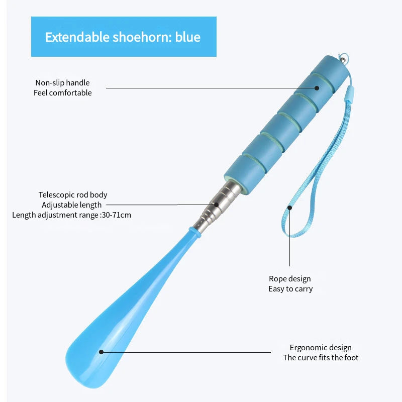 Stretchable Long Shoe horns 30cm-71cm Metal Shoehorn pregnant woman elderly Shoe spoon No bending over Wearing Shoe spatula 1Pcs
