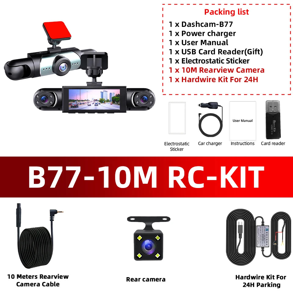 4 Channel Dash Cam 360° Coverage - Front Rear Left Right