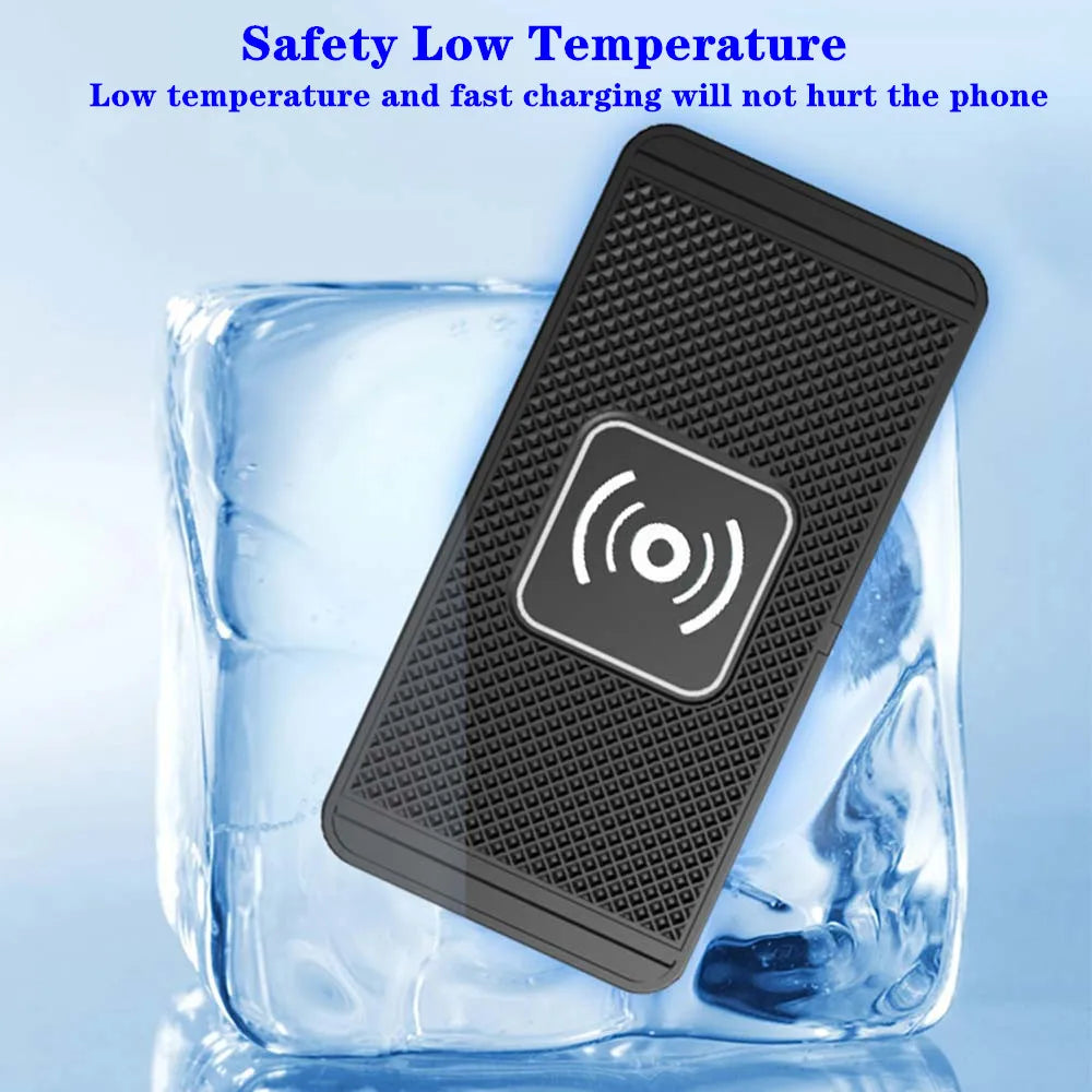 15W Fast Wireless Car Charger Pad - Anti-Slip