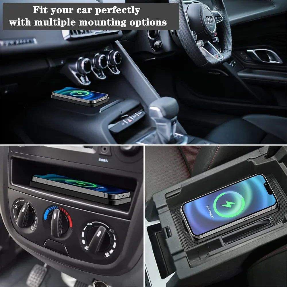 15W Fast Wireless Car Charger Pad - Anti-Slip