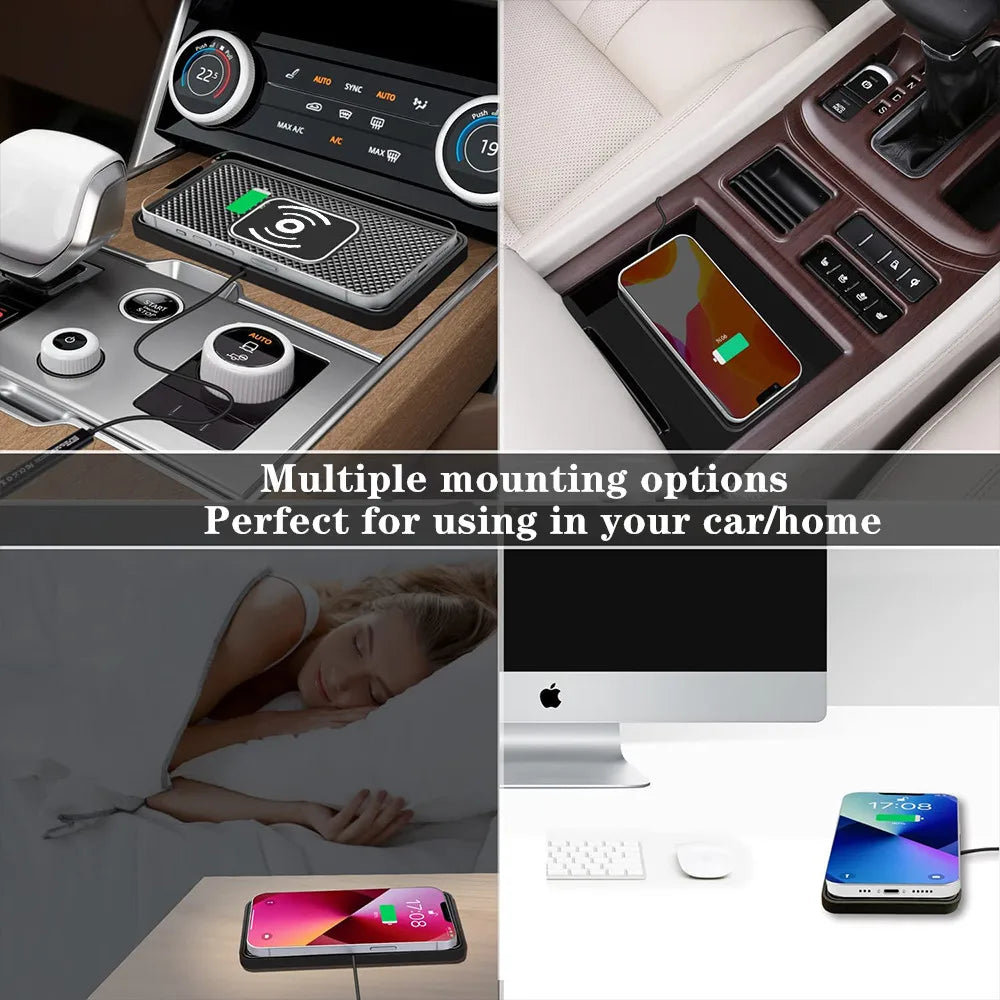 15W Fast Wireless Car Charger Pad - Anti-Slip