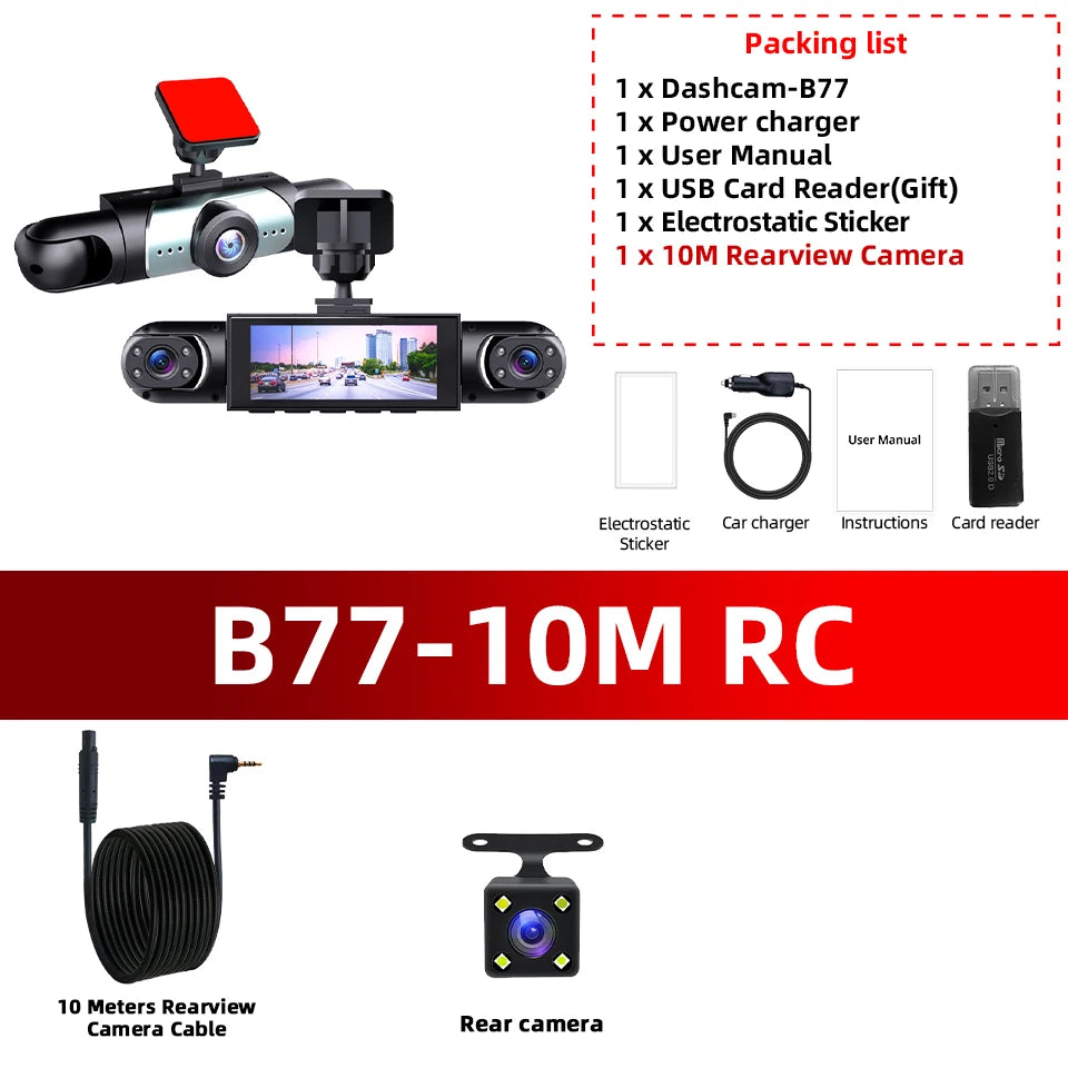 4 Channel Dash Cam 360° Coverage - Front Rear Left Right