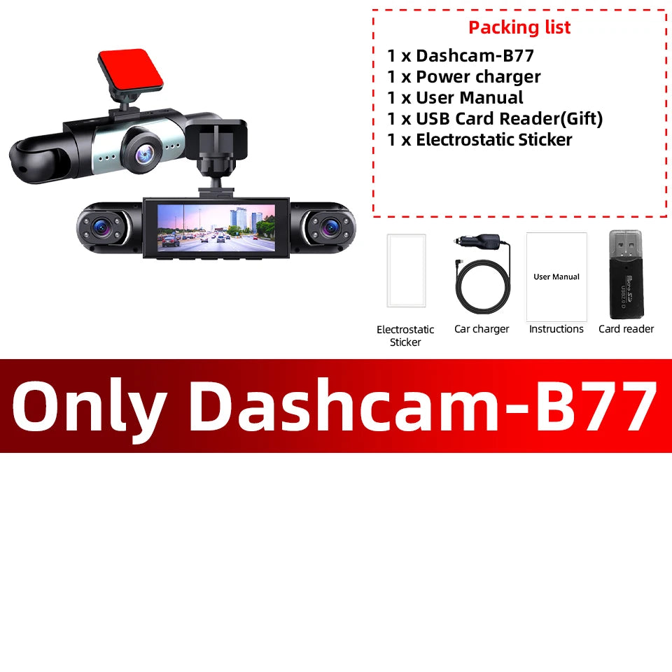 4 Channel Dash Cam 360° Coverage - Front Rear Left Right