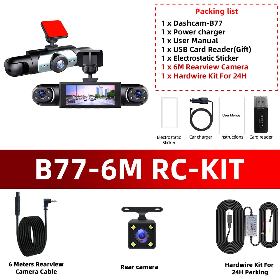 4 Channel Dash Cam 360° Coverage - Front Rear Left Right