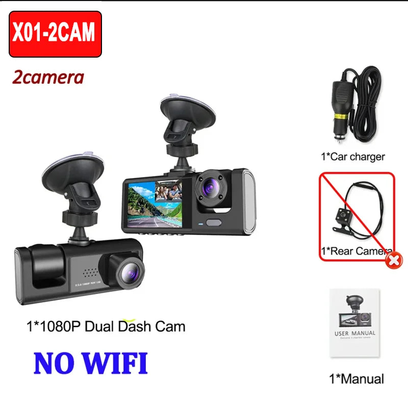 Dual Dash Cam Front and Rear - 1080P with Night Vision